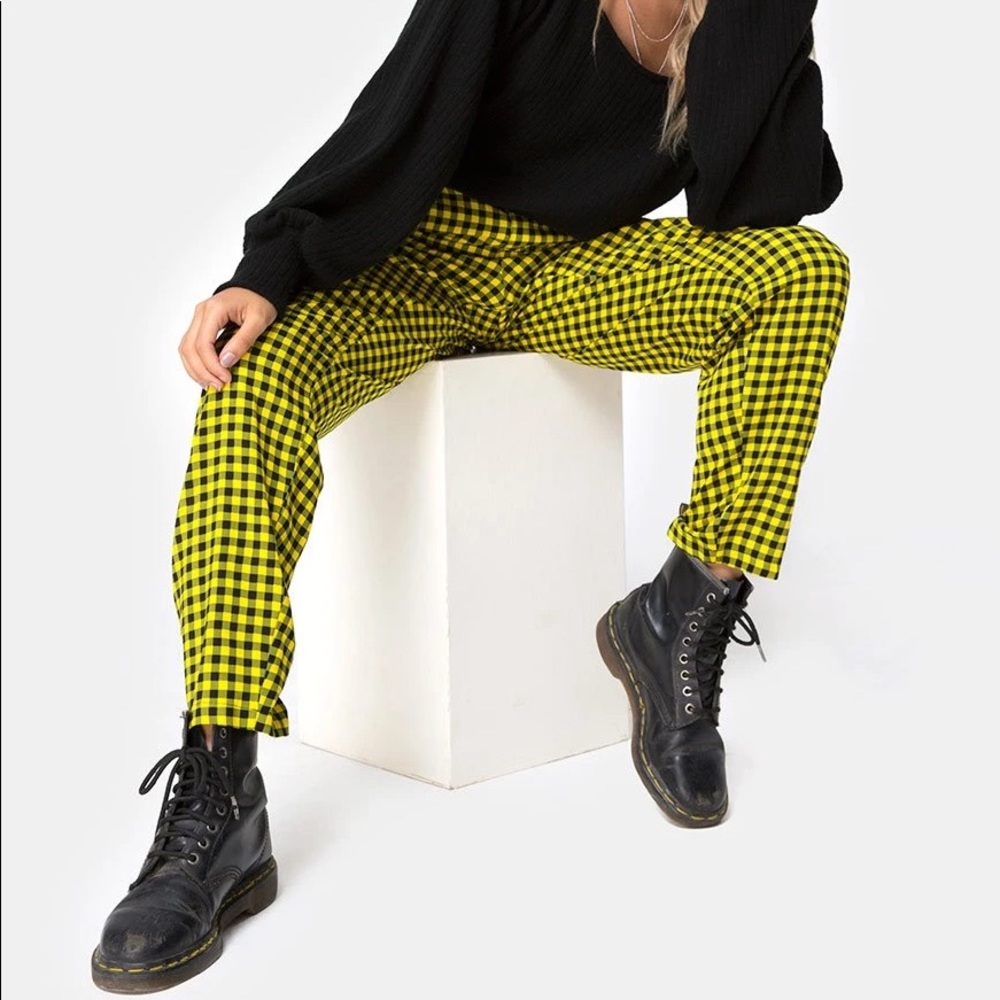 MOTEL ROCKS DASTAN TROUSER SMALL GINGHAM YELLOW